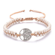 Load image into Gallery viewer, Tree of life yoga bracelet White - Silver Trendystrike
