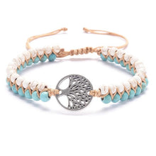 Load image into Gallery viewer, Tree of life yoga bracelet White/Turquoise - Silver Trendystrike
