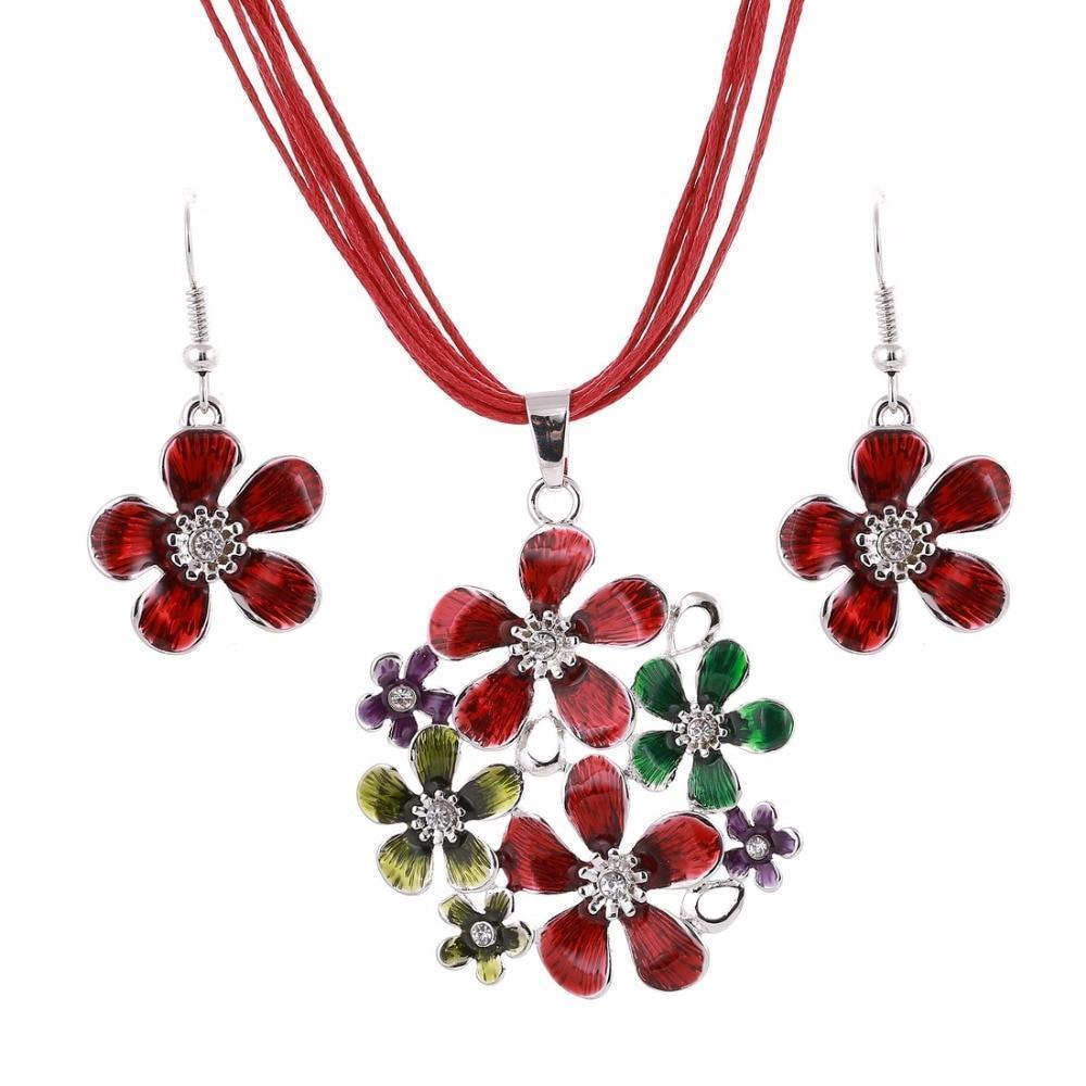 Colourful daisy jewellery set - colours