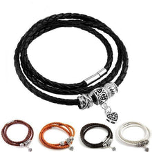 Load image into Gallery viewer, Silver charm leather bracelet
