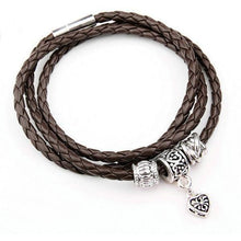 Load image into Gallery viewer, Silver charm leather bracelet Brown / All compatible Trendystrike
