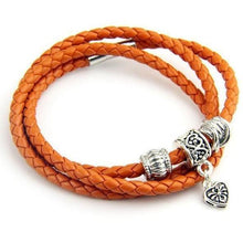 Load image into Gallery viewer, Silver charm leather bracelet Orange / All compatible Trendystrike
