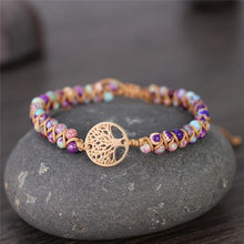 Load image into Gallery viewer, Tree of life yoga bracelet Pink/Mix - Gold Trendystrike
