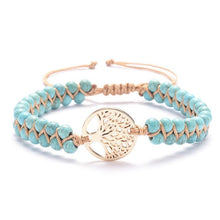 Load image into Gallery viewer, Tree of life yoga bracelet Turquoise - Gold Trendystrike
